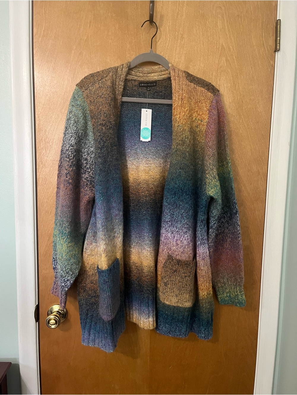 Love Ellie Multicolor Open-Front Women's Cardigan Sweater, Size 2x | NWT